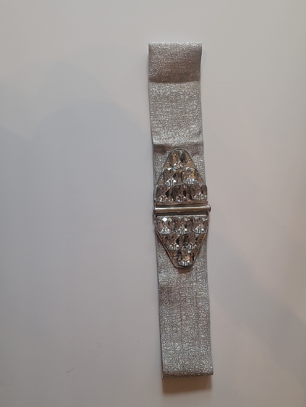 Silver Crystal Embellished Stretch Belt